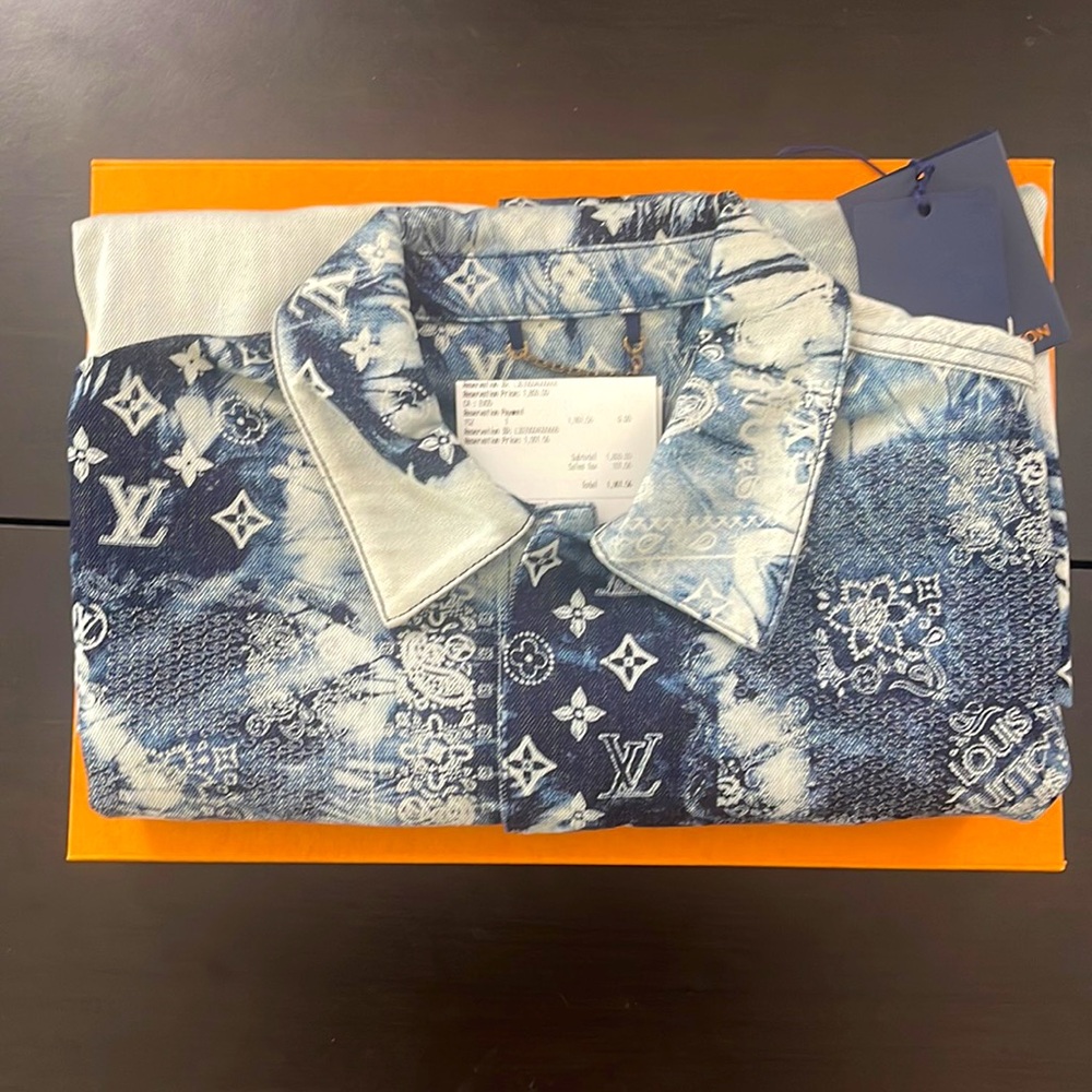 Louis Vuitton Blue and White Geometric Casual Shirt